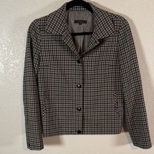 Tomboy Gray Gingham Plaid Wool Blazer Androgynous Size 85 (small?)